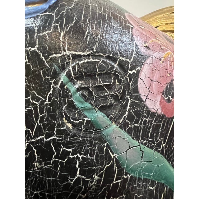 Black 1980s Rotocast Molded Carousel Lifesize Miniature Horse on Wooden Pole For Sale - Image 8 of 12