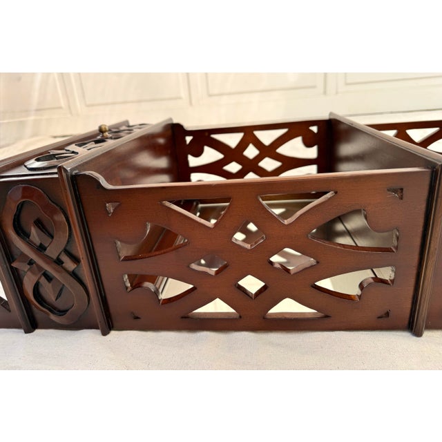 Vintage Mahogany Wall-Mounted Étagère With Mirror Back and Drawer For Sale - Image 10 of 12