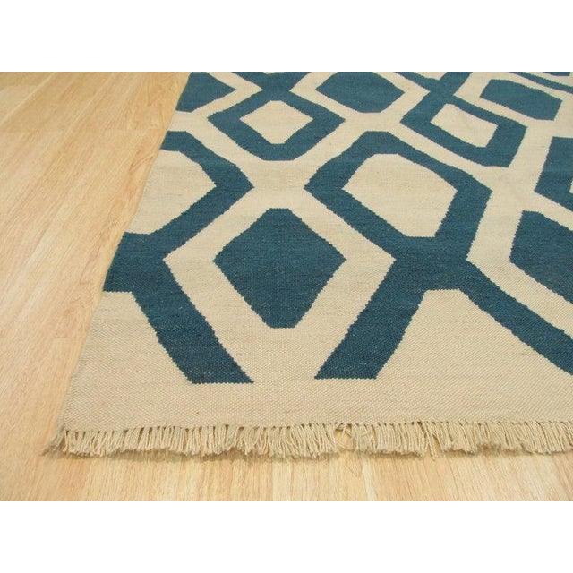 5x8 Ivory Flat Weave Wool Diamond Lattice Geometric Modern Carpet Rug For Sale - Image 4 of 5