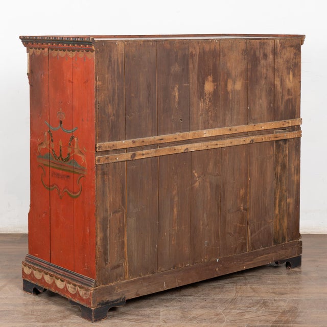 19th Century Original Red-Painted Danish Pine Chest of Five Drawers For Sale - Image 17 of 17