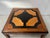 Coffee table with marquetry decoration Walnut wood frame One side drawer on the front Marquet top with geometric...