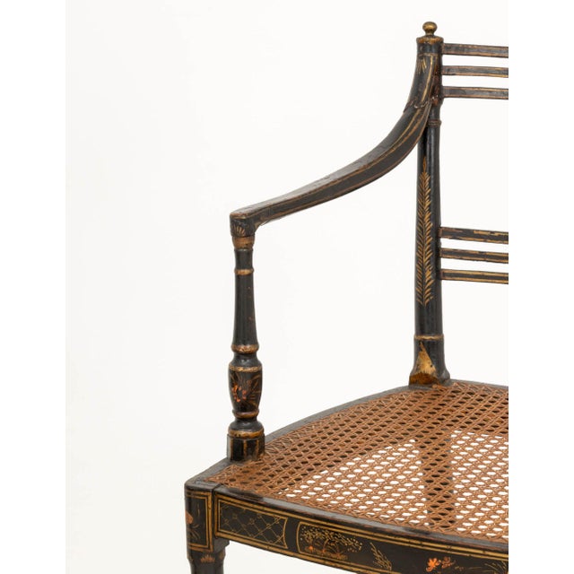 19th Century Japonisme Painted & Ebonized Armchairs, Near Pair For Sale - Image 5 of 7