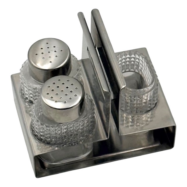 Pitagora Crystal Cruet Set by Carlo Mazzeri for Alfra Alessi, Italy, 1960s, Set of 4 For Sale
