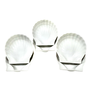1980s White Porcelain Clam Shell Appetizer Plates – Coastal Set of 6