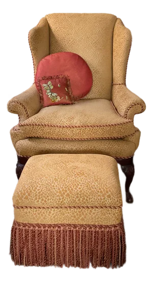 Wing Chair With Ottoman and 2 Pillows Included
