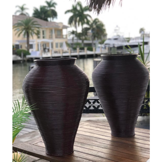 Contemporary Late 20th Century Pencil Reed Floor Vase For Sale - Image 3 of 9