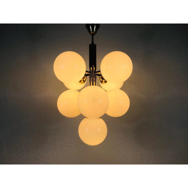 1960s Kaiser Mid-Century Modern Space Age Chrome 9-Arm Chandelier, Germany For Sale - Image 10 of 11