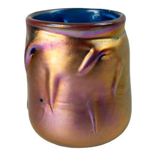 Mid-Century Contemporary Aurene Glazed Art Glass Vase, Signed For Sale