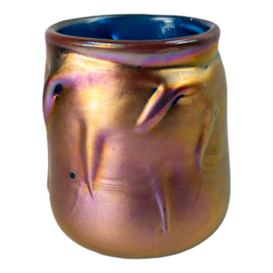 Mid-Century Contemporary Aurene Glazed Art Glass Vase, Signed