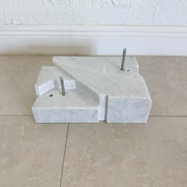 Carrera Marble Double Column Abstract Sculpture, 1980s For Sale - Image 11 of 11