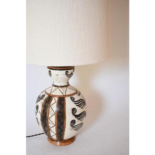 Large Glazed Ceramic Lamp in Baluster Shape, 1950s For Sale - Image 4 of 5
