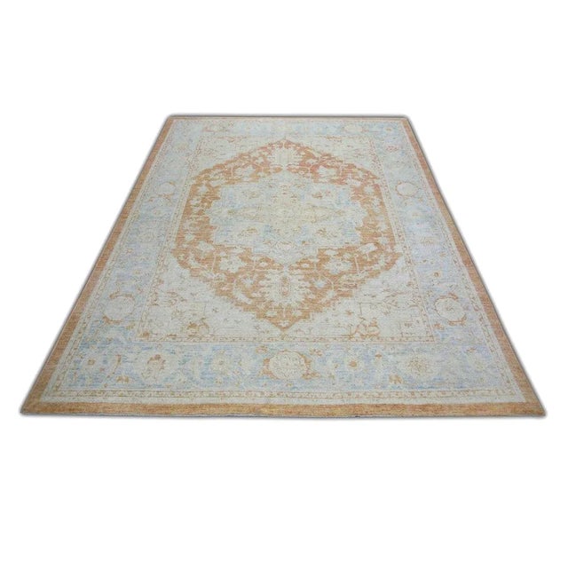 Oriental Hand Knotted Rug Turkish Antique Look Oushak 7'9" x 10'6" For Sale In Houston - Image 6 of 6