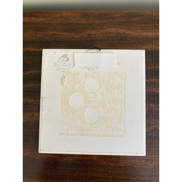 Delft Dutch Delft Blue and White Porcelain Tile With Heraldic Coat of Arms For Sale - Image 4 of 4