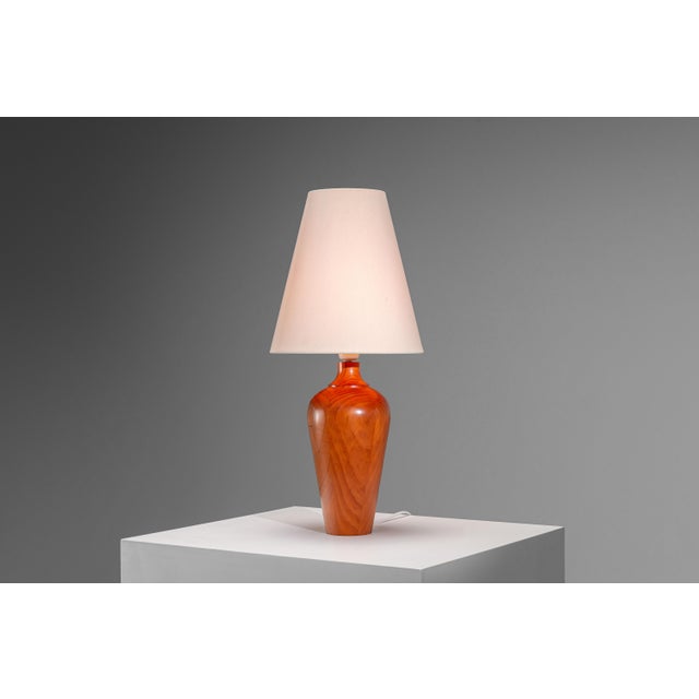 1970s Vintage Wooden Table Lamp with Cone Lampshade, 1970s For Sale - Image 5 of 10