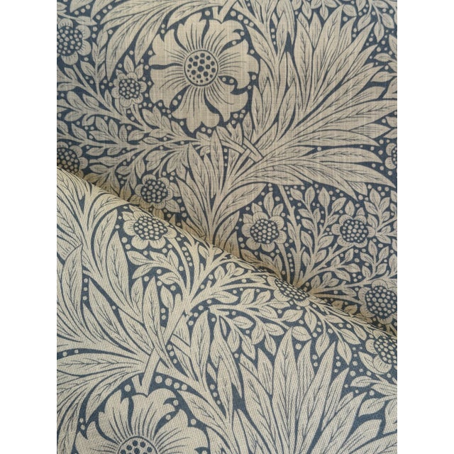 2020s William Morris Fabric 'Marigold 1 5/8 Yards China Blue/Ivory Linen Blend For Sale - Image 5 of 5