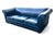 Wood 1960s Navy Blue Leather Roll-Arm Sofa With Brass Nailhead Trim and Wooden Bun Feet For Sale - Image 7 of 12
