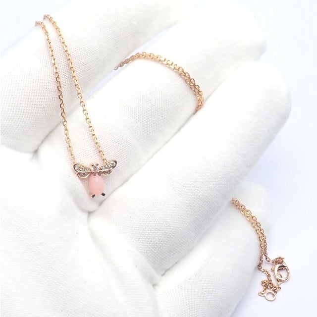 Chaumet Rose Gold Attrape-Moi Diamond Pink Opal Necklace For Sale - Image 11 of 13