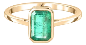 14k Gold Octagon Cut Emerald Solitaire Ring for Her Size 7