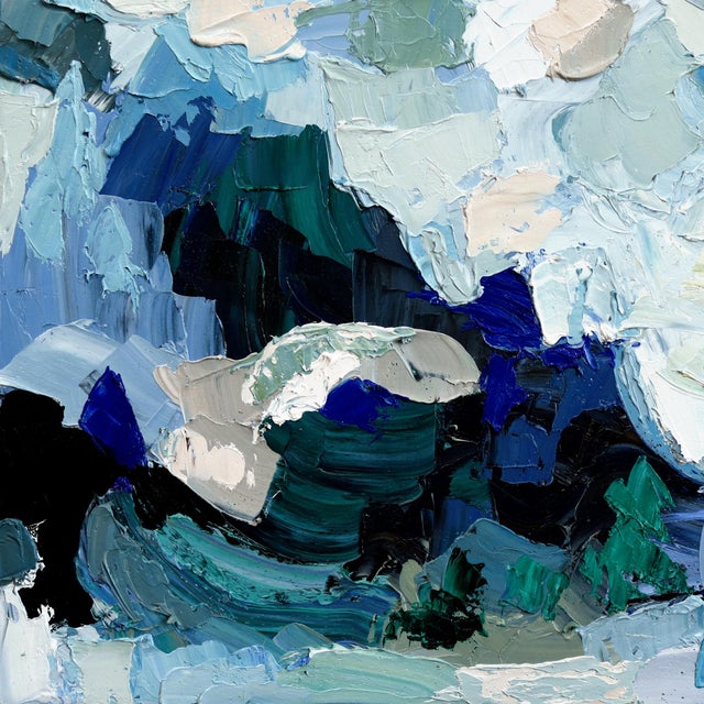 Storm - Blue Cool Tone Abstract Dramatic Landscape Original Artwork by Dana Cowie For Sale - Image 4 of 9