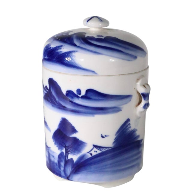 Early 20th Century Blue and White Tea Canister Ginger Jar For Sale In New York - Image 6 of 10