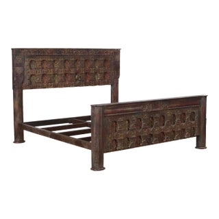 Complete King Size Bed Constructed From an Antique Gujarati Door and Pillars For Sale
