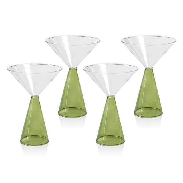 Viterbo Martini Glasses - Green, Set of 4 For Sale - Image 4 of 4