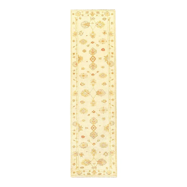 2020s Fine Hand Knotted Oushak Design Runner For Sale