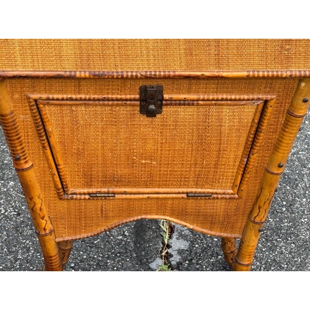 Gold Late 19th Century Wicker Bamboo Side-Table For Sale - Image 8 of 13