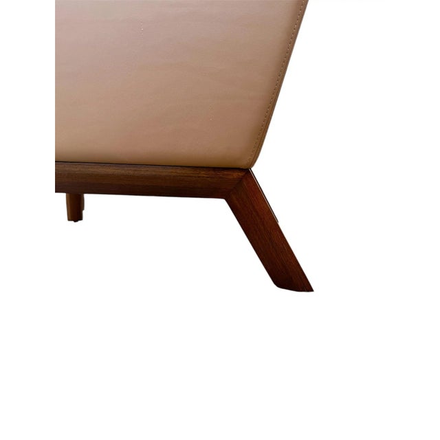 2020s Holly Hunt Darder Leather Contemporary Wingback Chairs and Ottoman For Sale - Image 5 of 9