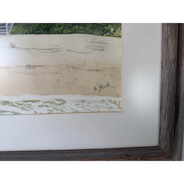 1980’s Helen R. Shick Coastal Florida Beach House Landscape Watercolor on Paper Painting, Framed Under Glass For Sale - Image 10 of 12