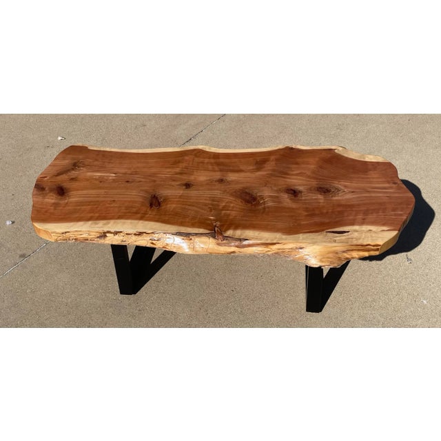 Chestnut Hand Crafted Cedar Slab Coffee Table For Sale - Image 8 of 11