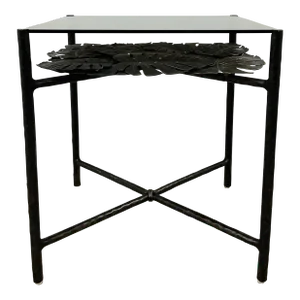 Theodore Alexander Modern Bronze Tropical Leaf Design End Table