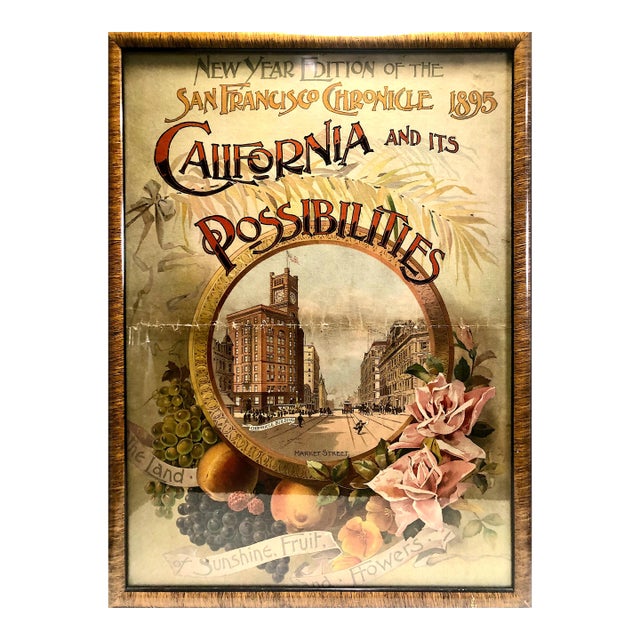 Framed 1895 San Francisco Chronicle New Year’s Cover "California and Its Possibilities" For Sale
