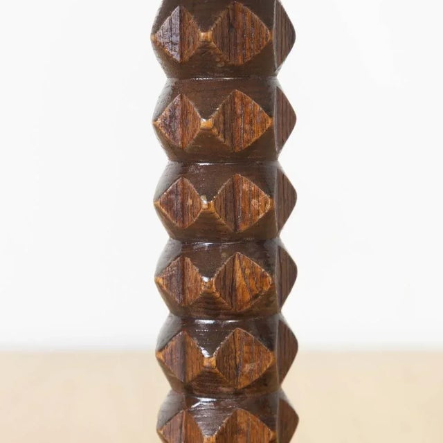 1940s French Carved Wood Lamp by Charles Dudouyt For Sale - Image 9 of 11
