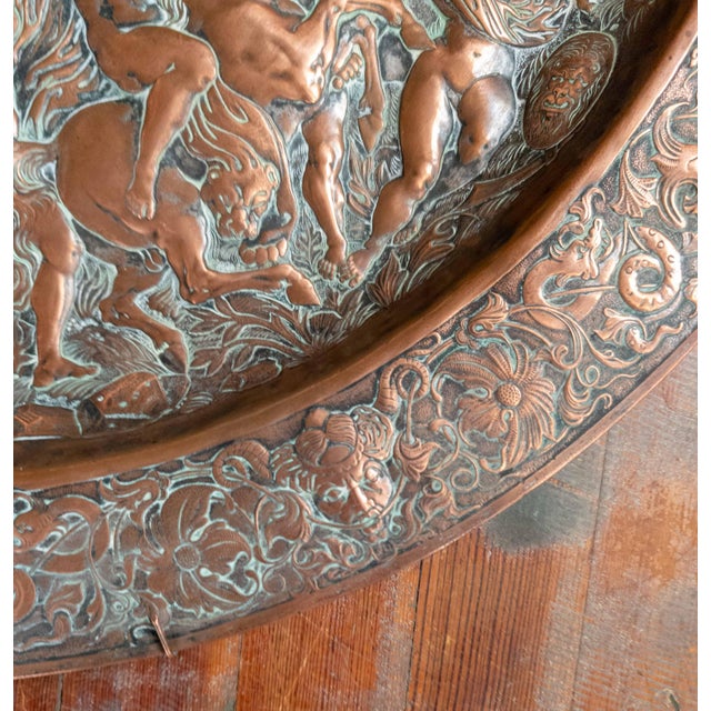 Copper 19th Century Large Copper Electrotype Charger "Battle of the Amazons" by Elkington & Co. For Sale - Image 8 of 16