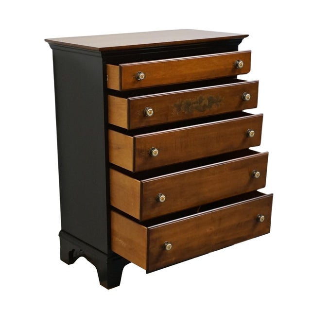 Late 20th Century Genuine Hitchcock Solid Cherry 35" Two Toned Hand Painted Chest of Drawers For Sale In Kansas City - Image 6 of 15