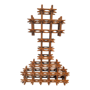 Antique Tramp Art Crown of Thorns Wooden Cross