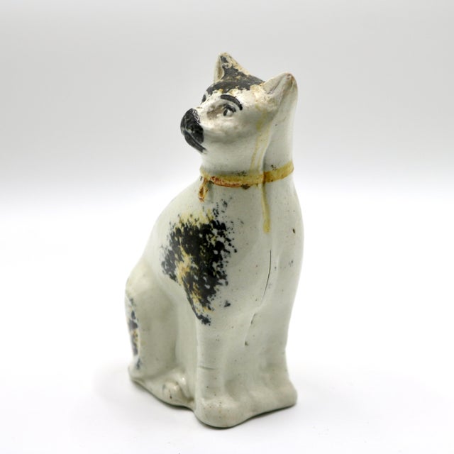 Mid 19th Century Antique 19th-Century English Staffordshire Spongeware Cat Figurine For Sale - Image 5 of 13