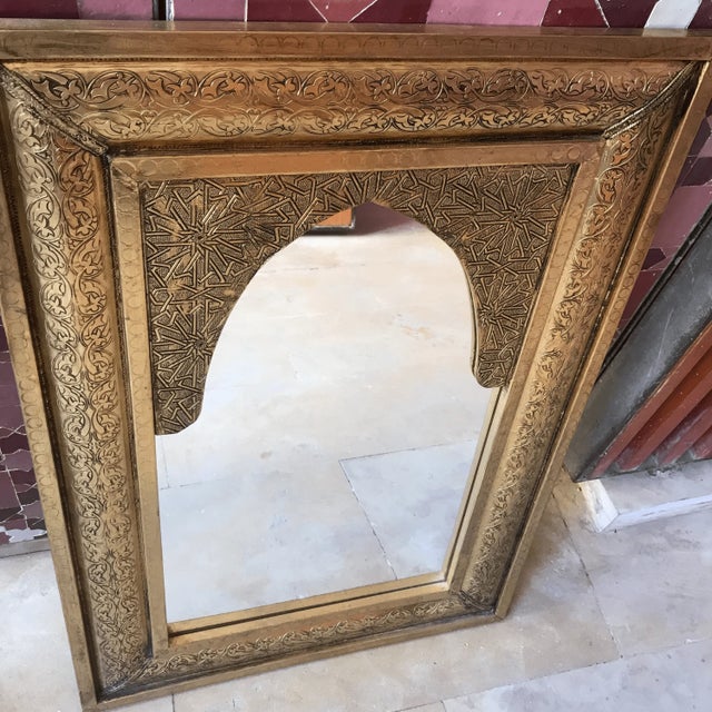Vintage Andalusian-Inspired Brass Framed Wall Mirror For Sale - Image 6 of 8