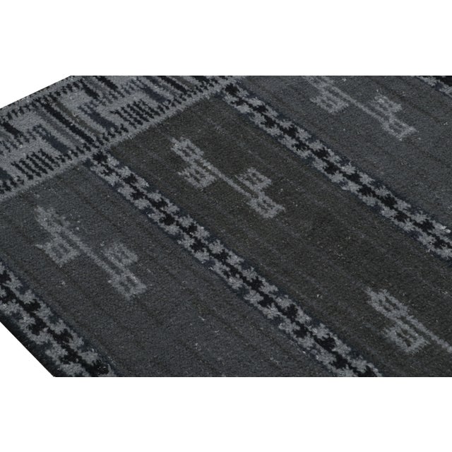 Rug & Kilim’s Scandinavian Style Rug With Gray and Blue Geometric Patterns For Sale In New York - Image 6 of 7