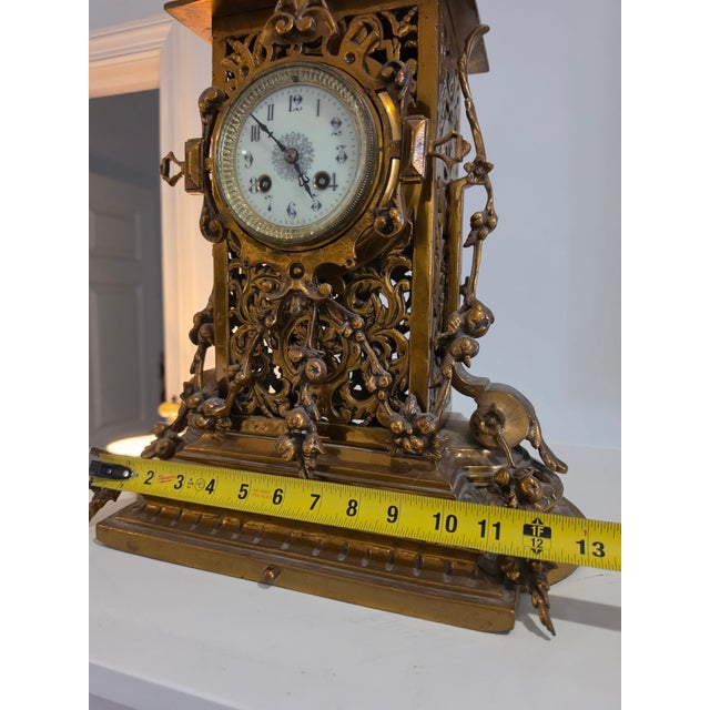 Tiffany & Co Paris Gilded Bronze Mantle Clock For Sale - Image 11 of 12