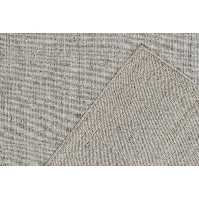 2010s Rug & Kilim’s Modern Rug in Solid Gray and Off-White Striae - 3x18 For Sale In New York - Image 6 of 6