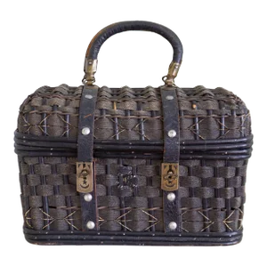Antique German Black Traveling Basket
