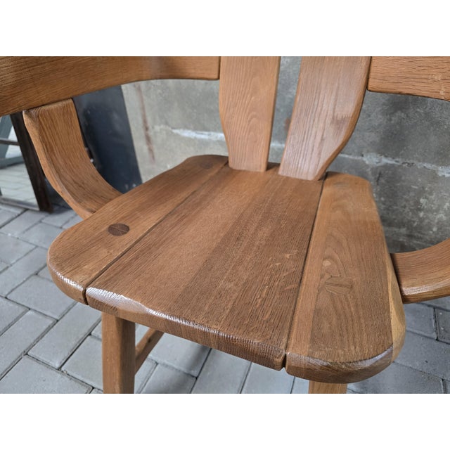 Vintage Brutalist Dining Chair in Oak by De Puydt, Belgium, 1970s For Sale - Image 14 of 16