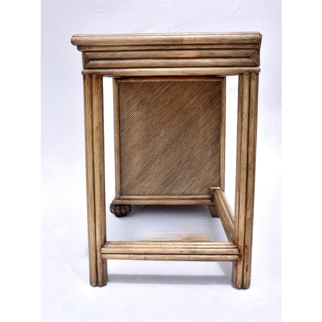 Vintage Chevron Pencil Reed Writing Desk With Brass Hardware, Usa For Sale - Image 9 of 12