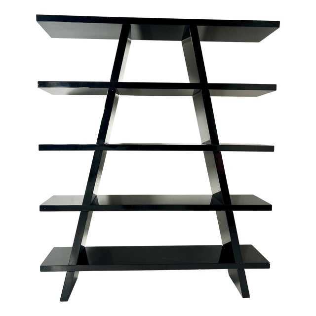 Black Lacquered Bookshelf, Italy, 1980s For Sale