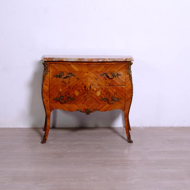 Baroque Louis XV Chest of Drawers with Removable Marble Two Drawers For Sale - Image 3 of 18