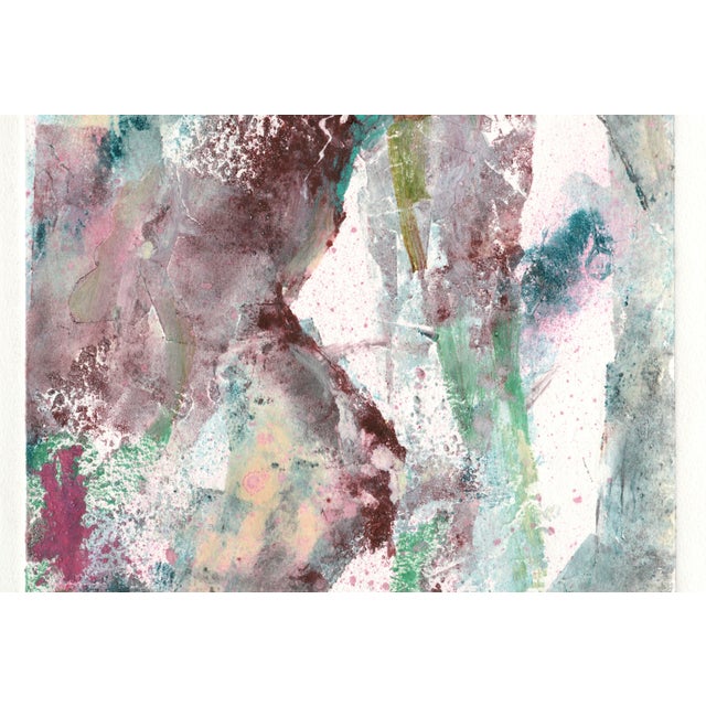 Paper 1990s Magenta and Teal Abstracted Figurative Textured Monoprint by David Stephens For Sale - Image 7 of 9