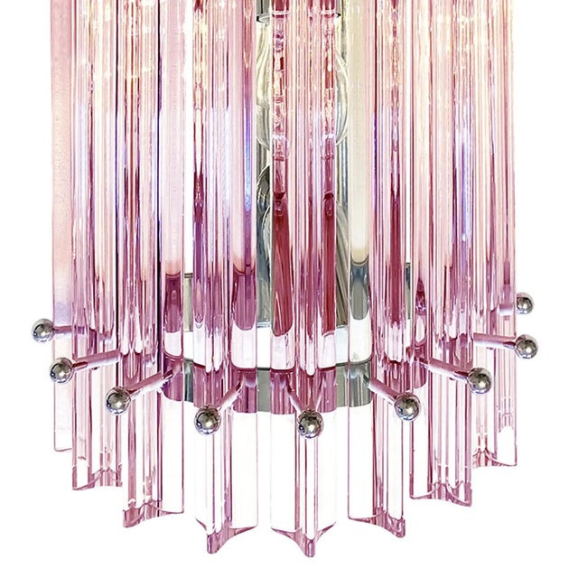 Italian Scenographic Pink “Triedro” Murano Glass Wall Sconces — Lot of Four For Sale - Image 6 of 7