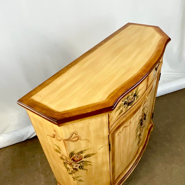 1980s Vintage Boho Chic Rustic European Hand Painted Sideboard Cabinet For Sale - Image 6 of 12